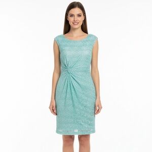Connected Apparel Aqua Cap Sleeve Midi Dress